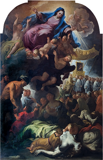 Madonna-del-Carmine-invocata-contro-la-peste-del-1656-Giovan-Tommaso-Fasano-complesso-donnaregina