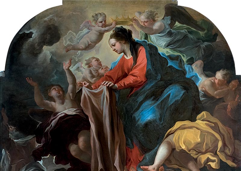 Madonna-che-consegna-l'abito-a-San-Simone-Stock-Giovan-Tommaso-Fasano-complesso-donnaregina