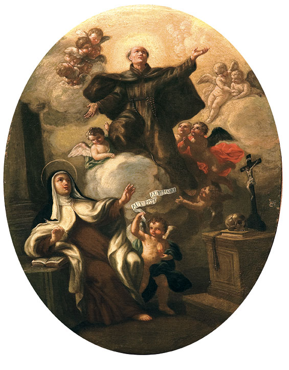 Santa-Teresa-d'Avila-ha-la-visione-di-San-Pietro-d'Alcàntara-Ignoto-pittore-complesso-donnaregina