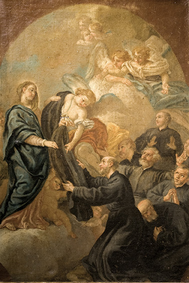 Maria-Vergine-consegna-l'abito-ai-Santi-fondatori-dell'Ordine-dei-Servi-di-Maria-Nicola-Maria-Rossi-complesso-donnaregina